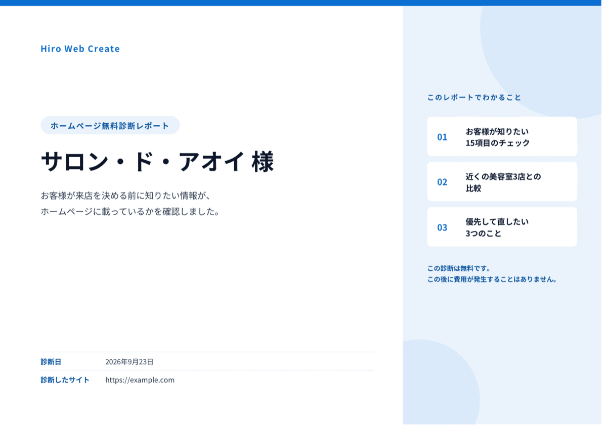 サンプルレポートの表紙